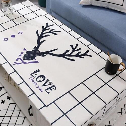 Elk Letter Print Waterproof Rectangular Table Cloth Household Desk Cover