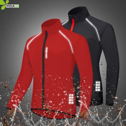 WOSAWE Reflective Cycling Jacket Long Sleeve Jersey Windproof Quick Drying MTB Bike Sports Coat Waterproof Bicycle Windbreaker
