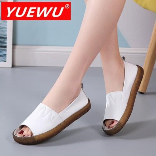 YUEWU New Summer Women’s Fashion Casual Sandals Genuine Leather Flat Bottom Peep Toe Comfortable And Versatile