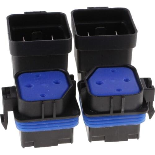 2 Sets 12V 40A AMP 4 Pin Relay And Relay Holder Socket Integrated +Terminals