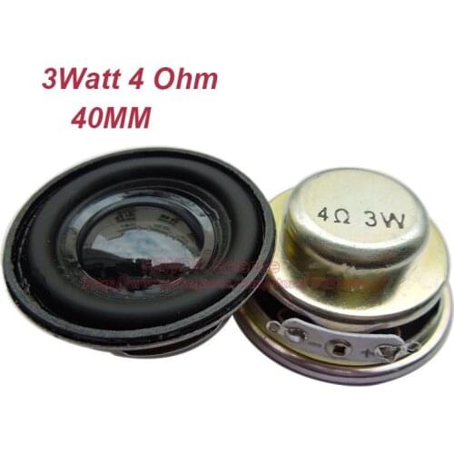 2pcs/lot) 4 Ohm 3W Loudspeaker 40MM Speaker 22MM Internal Magnetic 16MM Voice Coil Single Magnet PU Edge Black Bright Hat