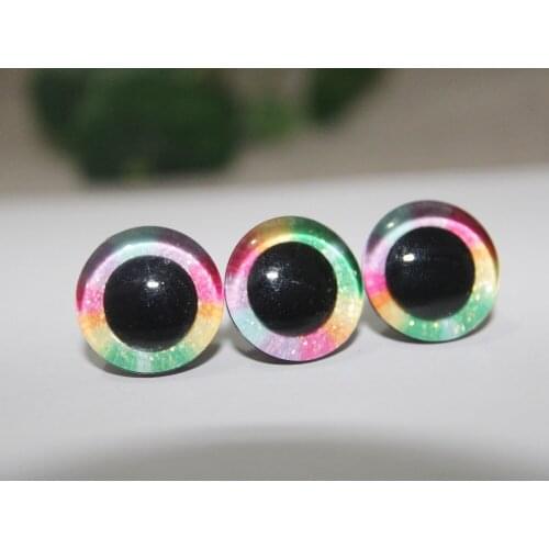 20pcs/lot new 16mm/20mm/24mm colorful 3D plastic clear safety toy eyes +Rainbow color +washer for doll findings-size option --QC