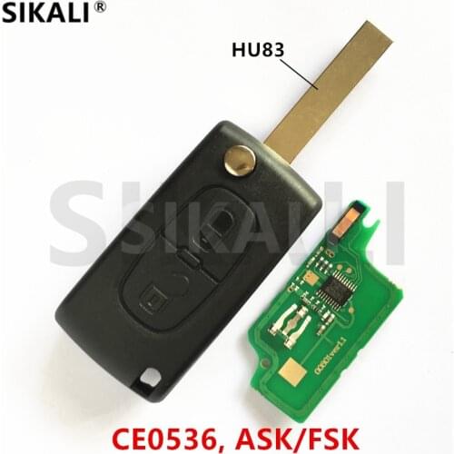 2BT CE0536 HU83) Car Remote Key for 207 208 307 308 408 ASK/FSK Signal for Peugeot