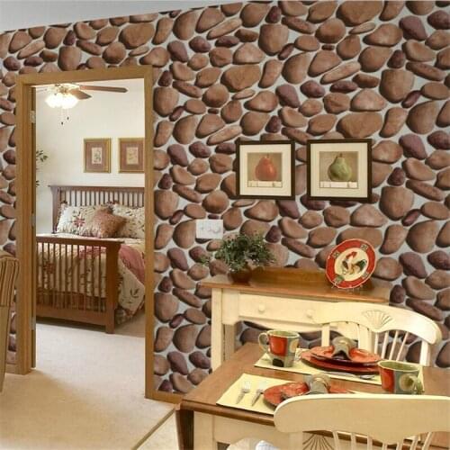 Beibehang 3d stereo simulation cobbled wallpaper living room TV background wall foot bath restaurant realistic stone wallpaper