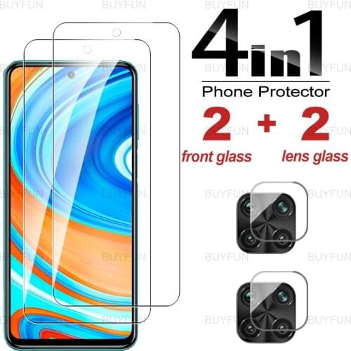 4IN1 Tempered Glass for Xiaomi Redmi Note 9 Pro Full Cover Screen Protector for redmi note pro max 9 9s 9t 9 Camera Lens Film