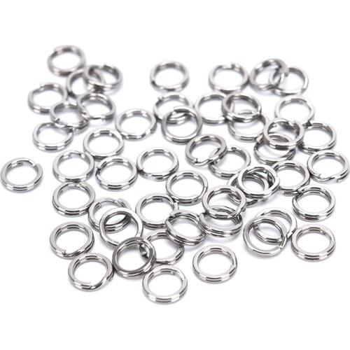 50Pcs Fishing Rings Stainless Steel Split Rings Fishing Tackle Strengthen Solid Ring Lure Connecting Ring Fish Accessories