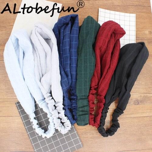 ALTOBEFUN Plaid Women Fashion Soft Elastic Headband Hair Holder Girl Bandanas Hair Accessories Lady Yoga Hairbands SS025