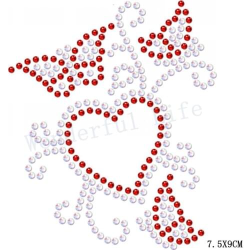 Free shipping Special Butterfly with heart Cuttable Rhinestone Heat transfer design for garments