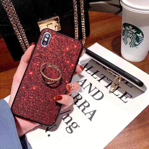 Case For Samsung Note10 Plus S10e S10 Plus Note9 8 Cover Korean Shiny Powder Diamond Ring Stand Case For Samsung S9 S8 Plus Case