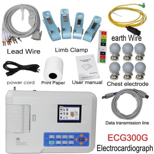 3 Channels ECG EKG ECG300G CONTEC Electrocardiograph Digital ECG Machine Heart Health Monitor with Software & Built-in Print
