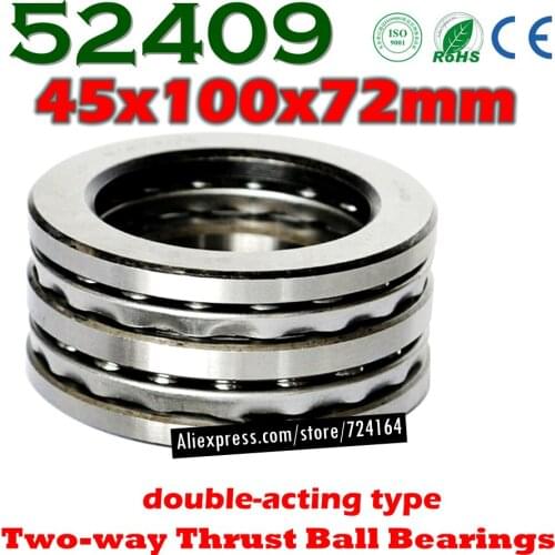 45x100x72 mm Two-way Thrust Ball Bearings 52409 Axial 52409M 38409 Plane 45*100*72 High quality Steel or brass cage Wholesale