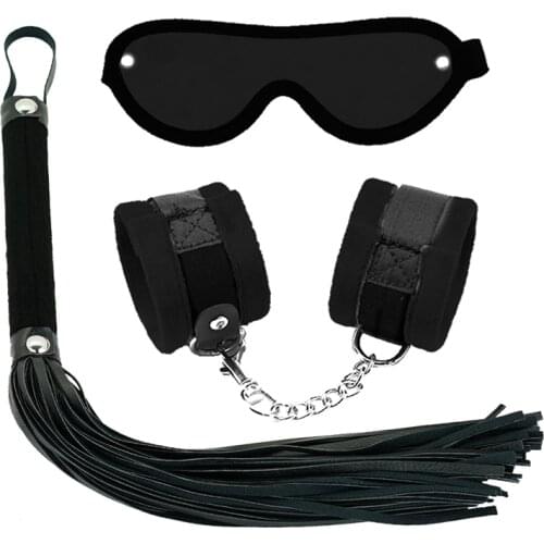 Erotic Sex Toys For Adult Game Leather Erotic BDSM Sex Kits Bondage Handcuffs Sex Game Whip Blindfold SM Bdsm Toys For Sex Shop
