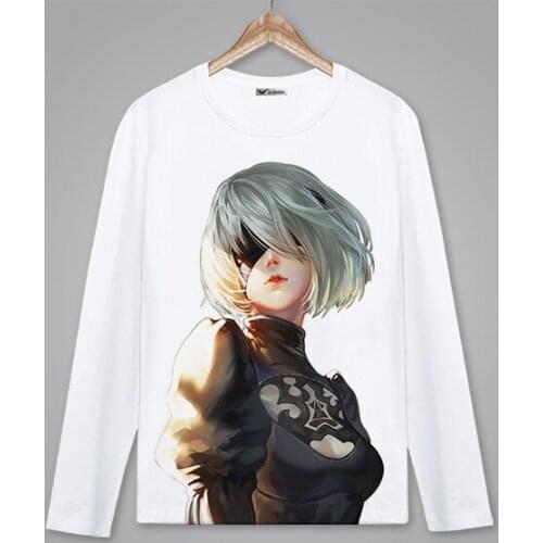 NieR: Automata Cosplay T Shirt Anime 2B YoRHa No.2 Type B Cartoon Print T-Shirt Spring Autumn Long Sleeves Casual Top Tee