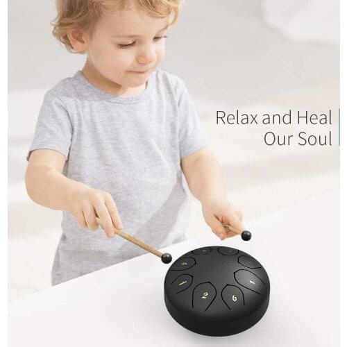 Steel Tongue Drum 8 Notes 6 inches Metal Hand Drum Kit healing drum Percussion Instrument Kid Handpan Drum Mini Drum Set