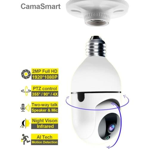 1080P E27 Bulb Wifi Camera PTZ HD Infrared Night Vision Two Way Talk Automatic Tracking Home Security Indoor Surveillance Ycc365