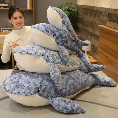 Kawaii 50cm Cartoon Big Blue Whale Doll Plush Toy Sleeping with Soothing Pillow Sleeping Dolls Christmas gifts