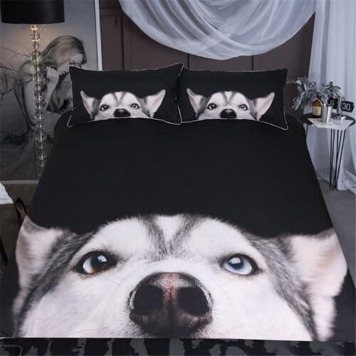 Bedroom Decor Cartoon Dog Bedding Sets 3D Animal Print Duvet Cover Set Single Double Queen King