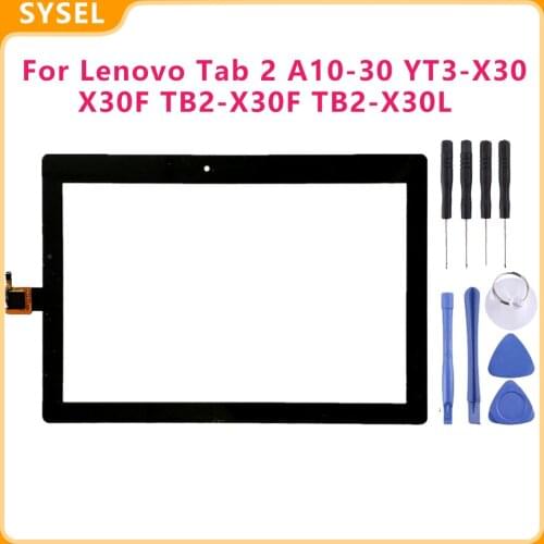 KUERT Screen For Lenovo Tab 2 A10-30 YT3-X30 X30F TB2-X30F TB2-X30L Touch Screen Digitizer Panel Glass Sensor with Free Tools