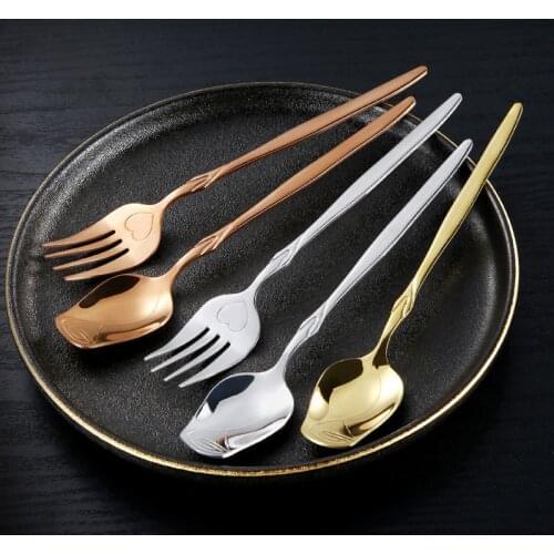Stainless Steel Spoon Rose flower Spoon Fork Coffee Spoon Dessert Spoon Christmas Gifts Kitchen Accessories Tableware Decoration