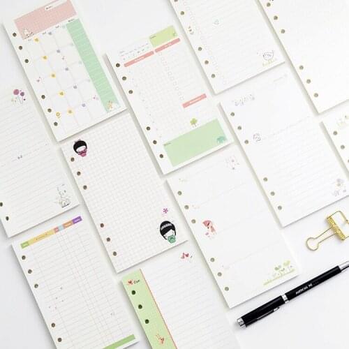 MINKYS Kawaii 45 Sheets A5 A6 Loose-leaf Notebook Paper Refill Spiral Binder Index Inside Page Daily Monthly Weekly Agenda Plan
