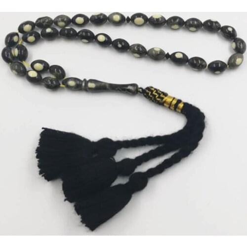 2020 style Black Resin Tasbih muslim prayer beads with handmade Black tassel islamic rosary Kuwait jewelry masbaha Misbaha gift