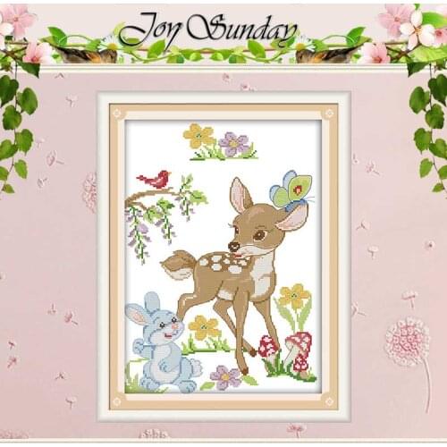 The Deer And Rabbits Patterns Counted Cross Stitch 11CT 14CT Cross Stitch Set Wholesale Cross-stitch Kit Embroidery Needlework