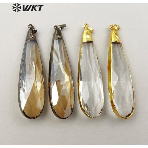 WT-P1123 Wholesale Fashion jewelry white faceted crystal pendants Unique Drop shape design pendant for women