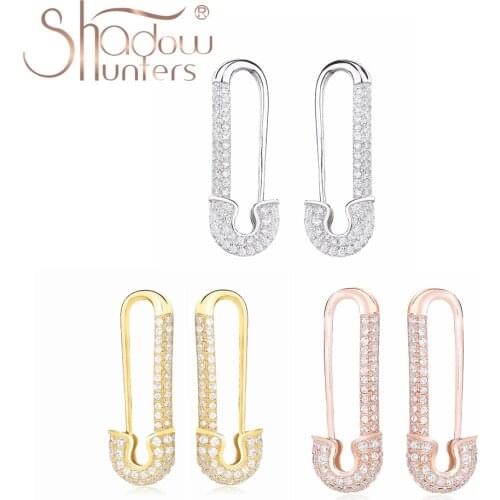 SHADOWHUNTERS Original 925 Sterling silver Safety France Women Hoop Earrings Full Zircon CZ Femme Bijoux Brand Jewelry Wholesale