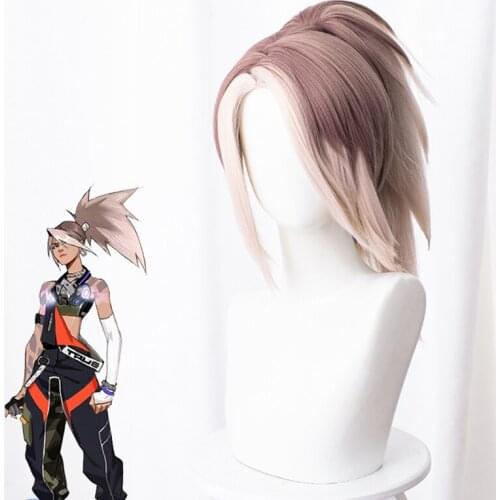 Game LOL Cosplay Wigs Akali The Rogue Assassin Cosplay Wig Heat Resistant Synthetic Wig Halloween Straight Ponytail