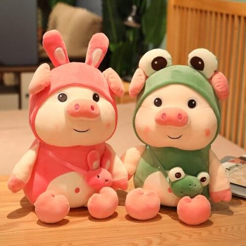 50cm Cute Pig Plush Toy Soft Stuffed Cartoon Animal Piggy Cosplay Duck Rabbit Frog Doll Home Decor Gift For Children Kids Girls