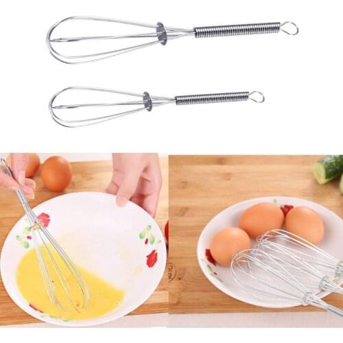 H55A Manual Egg Beater with Spring Handle Stainless Steel Egg Flour Whisk Kitchen Mixing Beater Cooking Tools for Bread