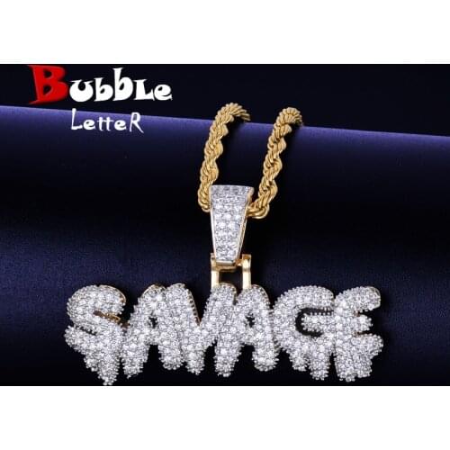 Savage Drip Pendant Bling Cubic Zircon Mens Hip Hop Necklace Jewelry