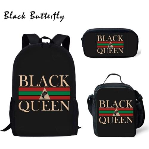 Art Girl Magic Pattern School Bags 3pcs/Set Black Student-Bags Children Favorite Shoulder Book Bag Backpack Infantil Mochila