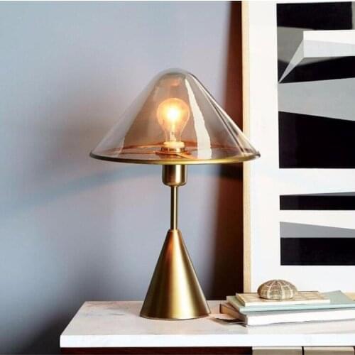 Post modern glass lampshade iron plating study eye protection living room bedroom desk lamp