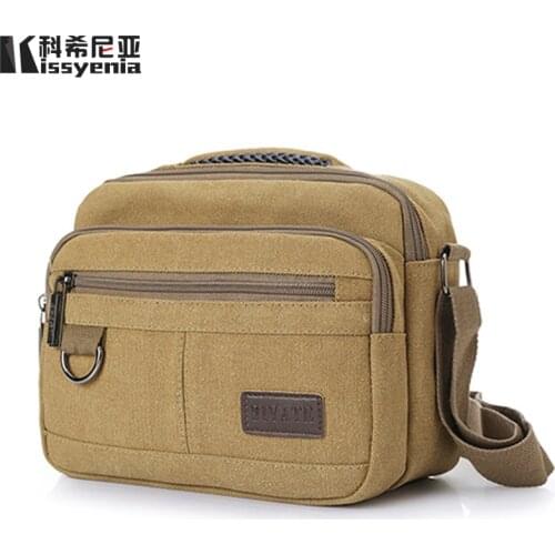 Kissyenia Mens Crossbody Canvas Bags Casual Flaps Men Brand Designer Multifunction Vintage Messenger Bags for Travel KS1182