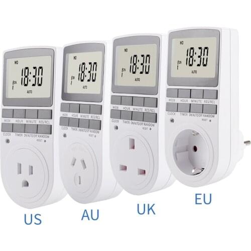 Electronic digital timer switch UK US AU EU kitchen timer 24 Hour cyclic programmable timing socket