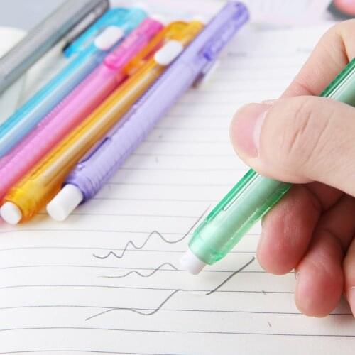 1pc Creative Press Pen Shaped Eraser Writing Drawing Pencil Eraser Student School Office Stationery Learning Painting Accessory