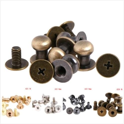 10PCS=5Sets Round Head Suitcase Belt Screw DIY 4/5/6/7/8mm Bag Metal Stud Nail Accessory For Bag Parts