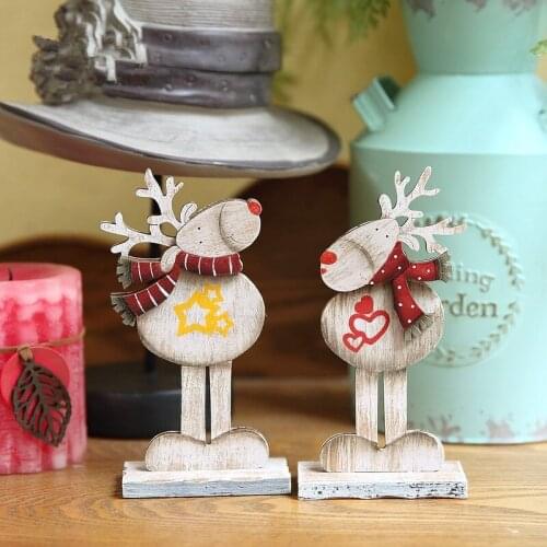 2 Pieces/set) Wood Elk Christmas Decoration Home Gifts