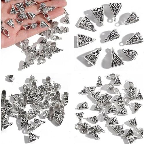 20pcs Antique Beads Bails Pendant Clips Clasp Connectors Charms For DIY Bracelet Necklace Connector Jewelry Making Accessories