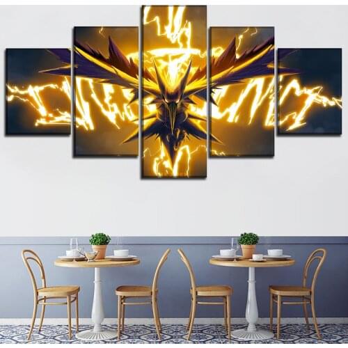 5 Panel Anime Dragon Spirit HD Canvas Cuadros Posters Wall Art Pictures Paintings Accessories Home Decor Living Room Decoration