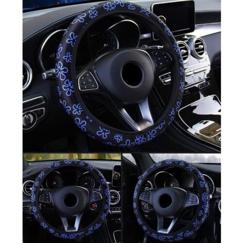 Car Interior Accessories Car Steering Wheel Covers Flowers Print Anti-Slip Steering Covers Car Styling Universal Wheel Cover