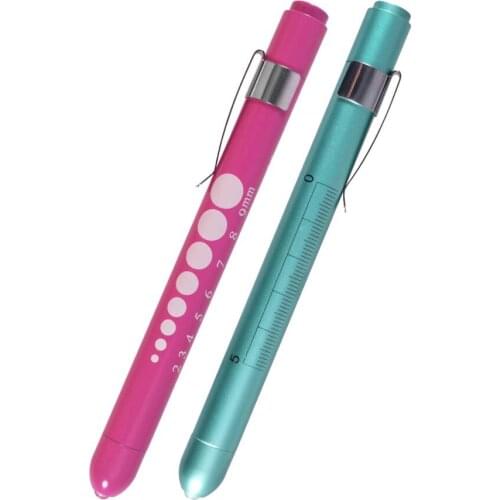 Aokin Pen Light with Pupil Gauge, Reusable LED Penlight Medical for Doctor Nurse Diagnostic etc, White Light, Teal and Rose Gold