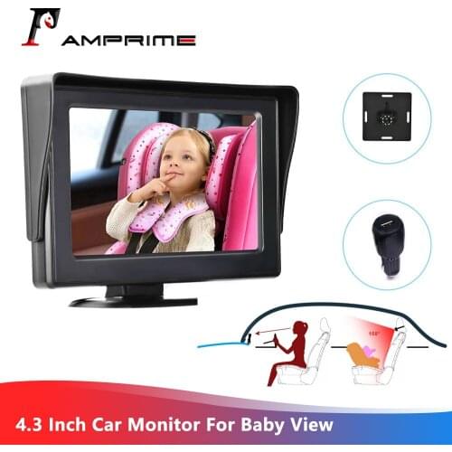 AMPrime 4.3 Inch Car Monitor For Baby View Mirror Adjustable Baby Car Mirror Kids Monitor Car-styling Monitor
