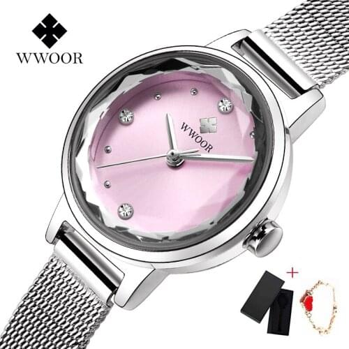 WWOOR Small Rose Gold Women Watches Waterproof Ladies Quartz Watch Stainless Steel Casual Female Clocl Free Bracelet gift box