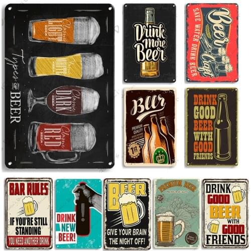 Decorative plate Beer Metal Tin Sign Vintage Poster Industrial Decoration Funny Metal Poster Plaque Bar Home Man Wall Decor