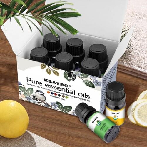 6 Kinds Essential Oils Aromatherapy Oil for aroma Diffuser Humidifier Fragrance of Lavender Tea Tree Rosemary Lemongrass Orange