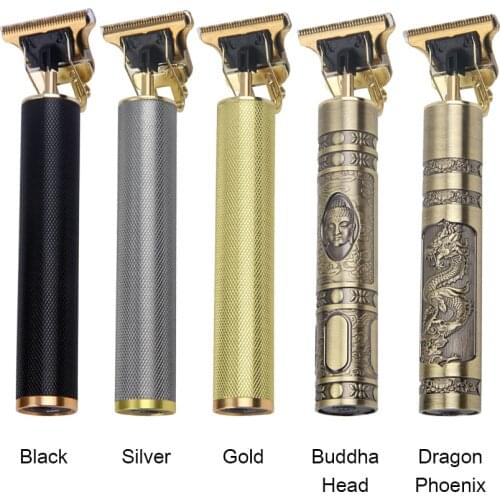 USB Rechargeable Hair Trimmer Professional Electric Beard Hair Clipper Metal Vintage Engraving Hair Cutter Machine Styling Tool