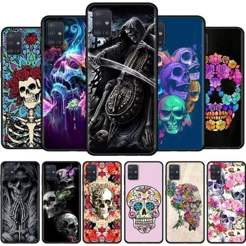 Floral Sugar Skull Case For Samsung Galaxy A51 A21S A71 A31 A52 A41 A11 A72 A32 A42 5G A01 A91 A12 A02 Cell Phone Soft Cover