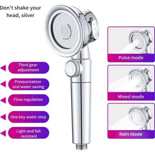 Pressurized Shower Head High Pressure Water Saving Perforated Free Bracket Hose Adjustable Bathroom Accessories Shower Set